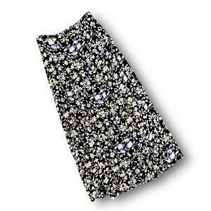 Vintage Black Floral A-Line Maxi Skirt